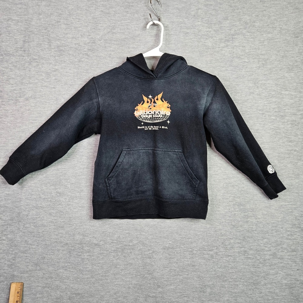 Billionaire Boys Club Kids Eagle Flame Hoodie Faded Black Graphic Sweatshirt 5/6